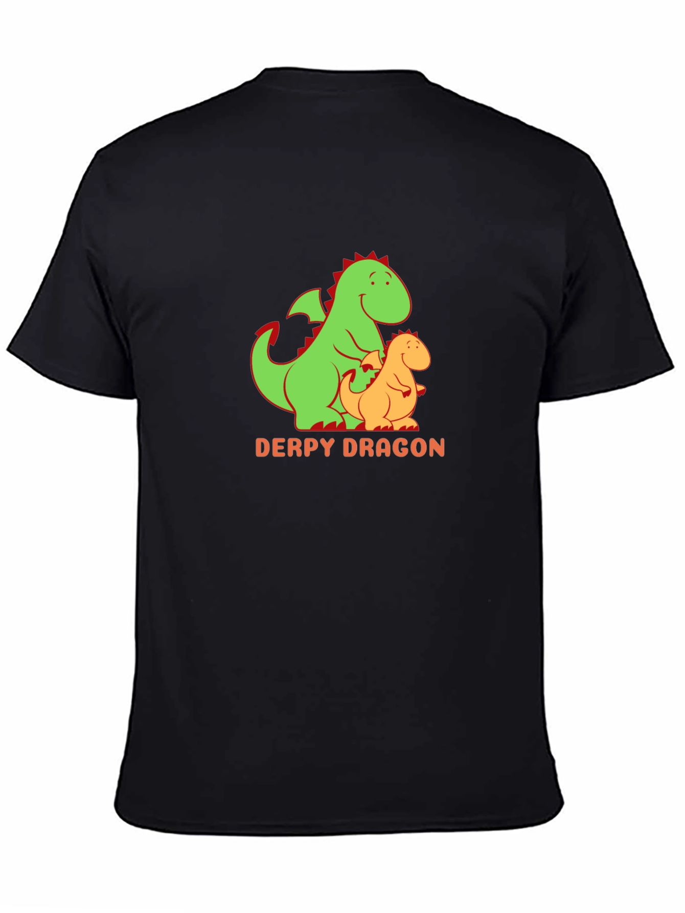 Black Derpy Dragon Graphic Tee - Black Cotton T-Shirt view 4