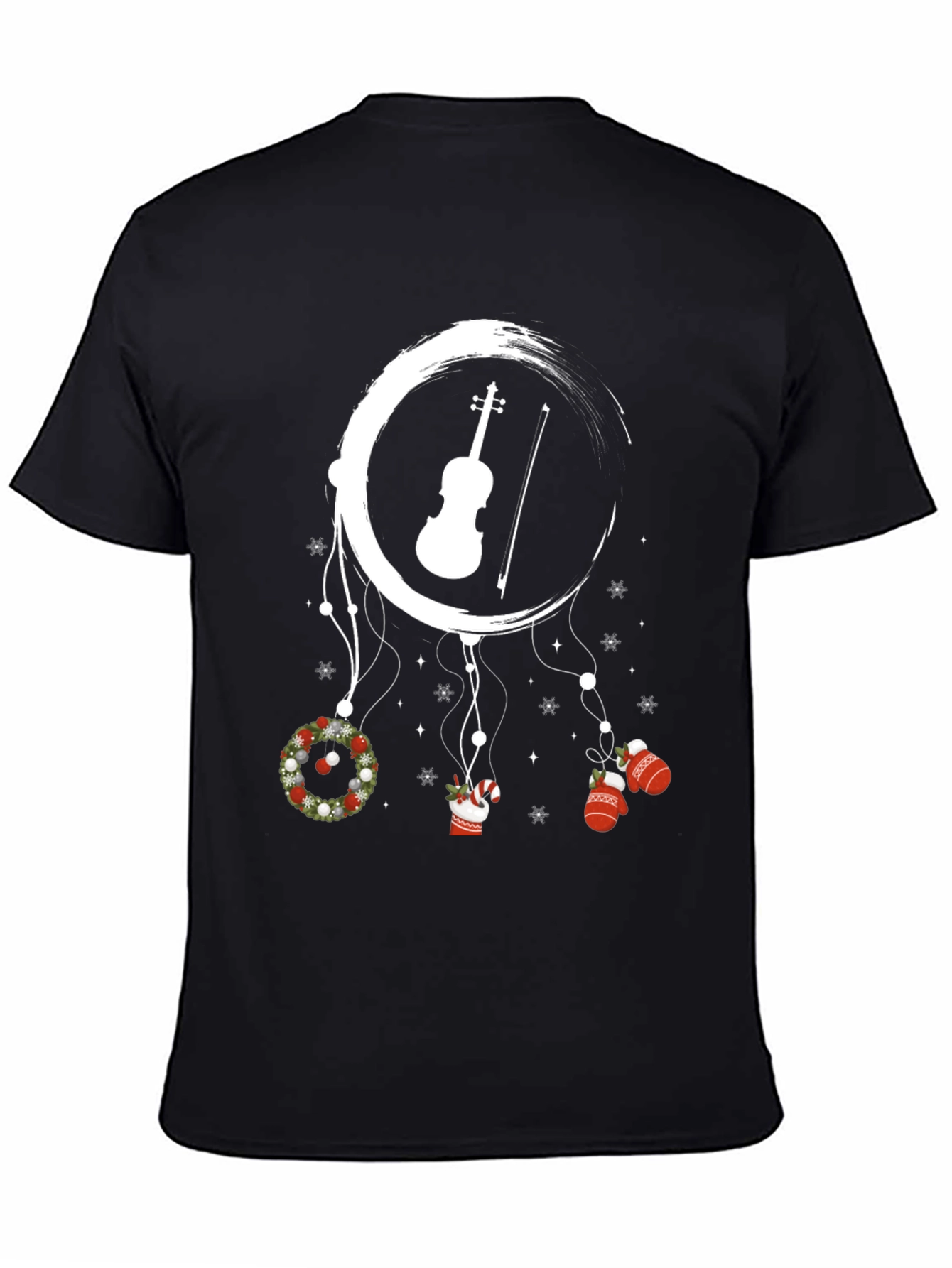 Black Festive Violin Dreamcatcher Tee view 4