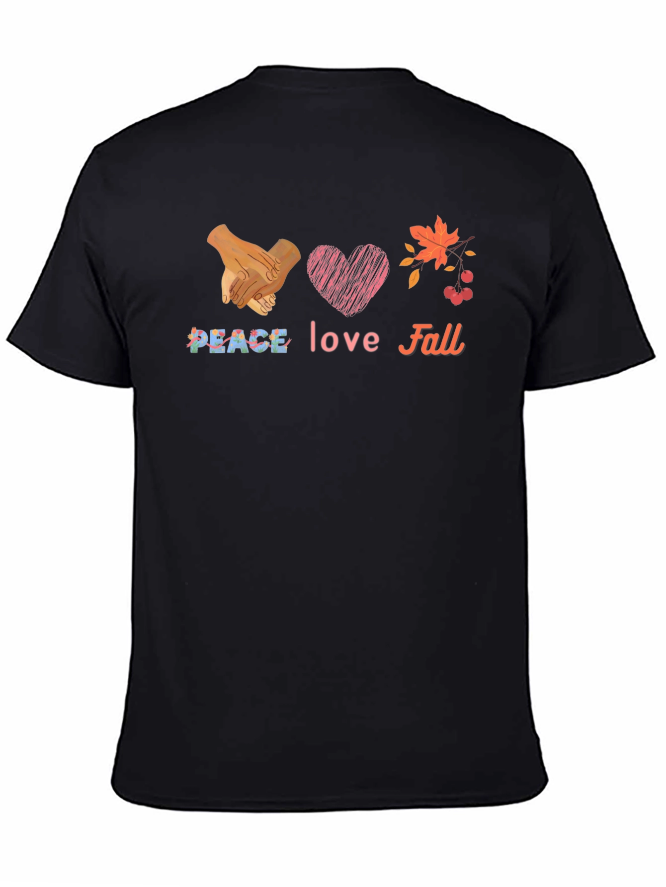 Black Peace Love Fall Graphic T-Shirt view 4