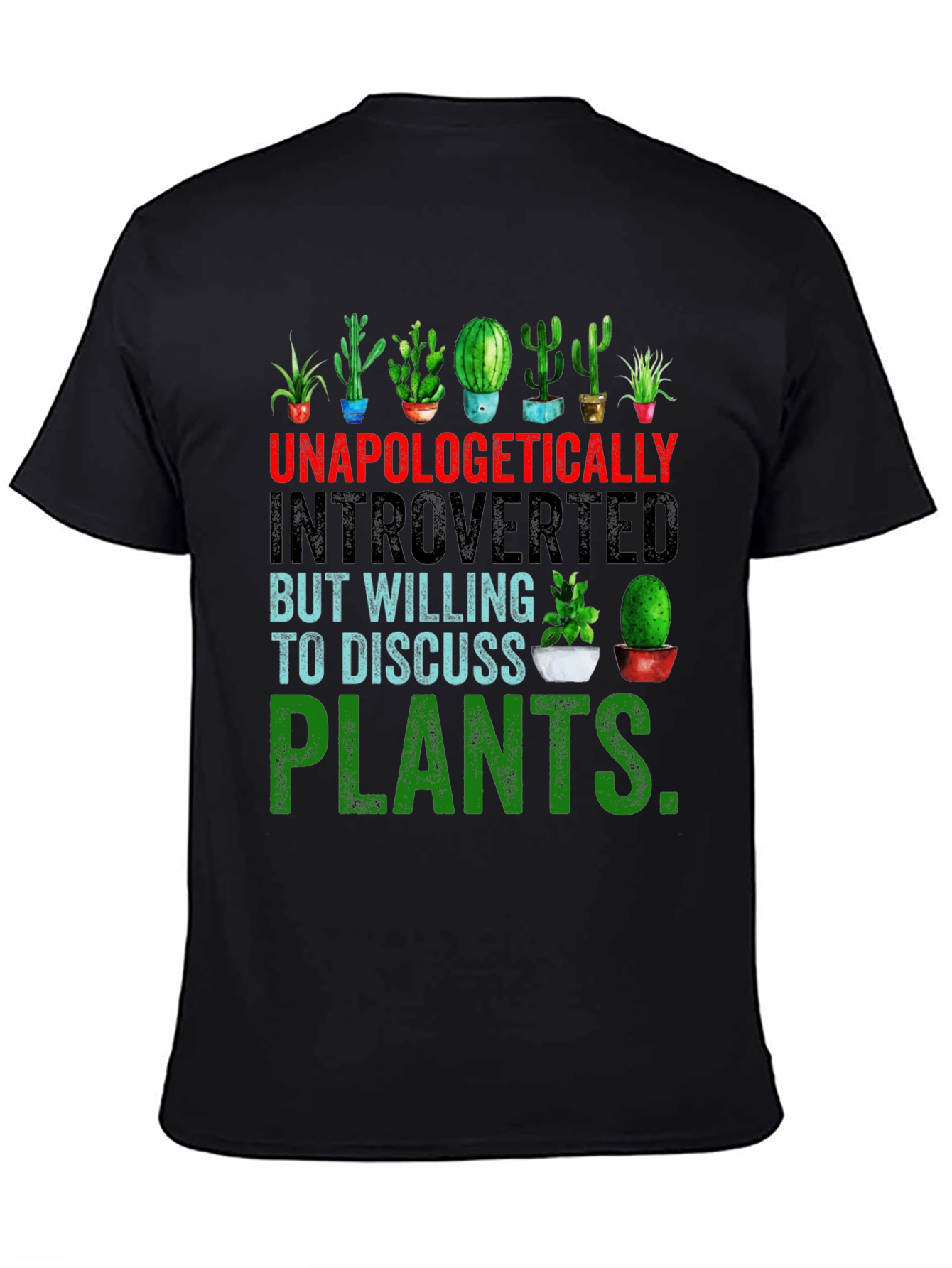 Black Introverted Plant Lover T-Shirt view 4