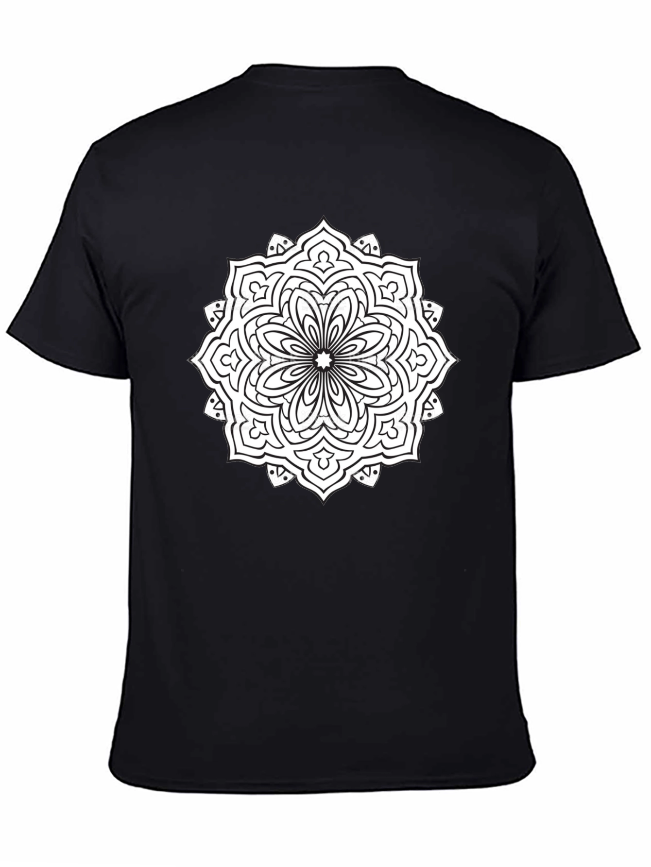 Black Mandala Graphic Tee - Black Cotton T-Shirt view 4