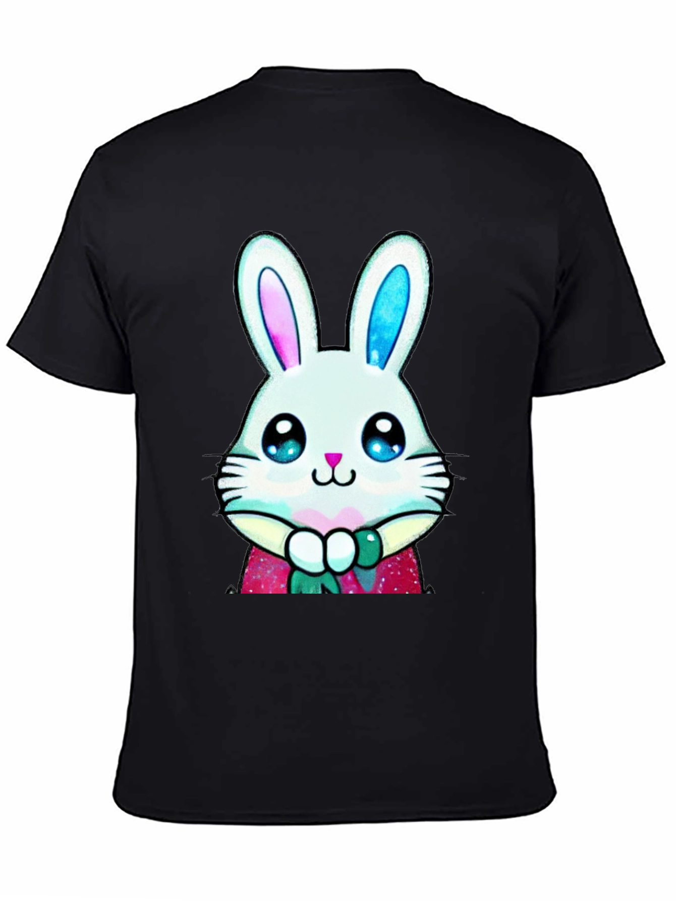 Black Cute Bunny Graphic Tee - Easter Style view 4