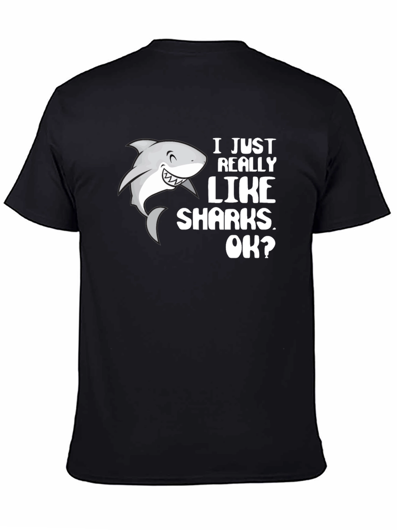 Black I Just Really Like Sharks T-Shirt - Black view 4