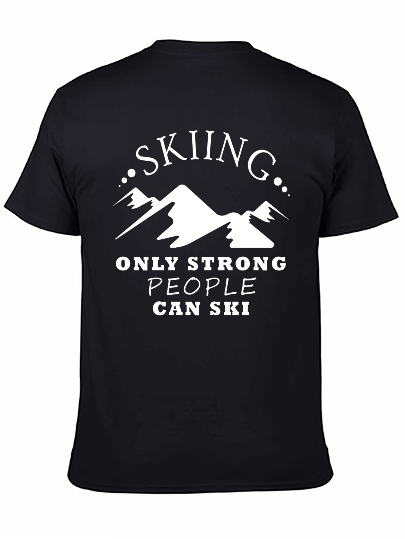 Black Skiing Strong People Black T-Shirt view 4