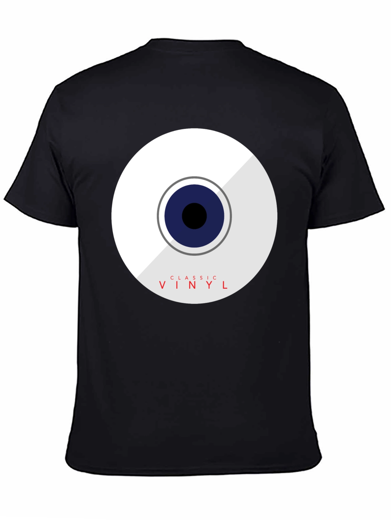 Black Classic Vinyl Graphic Tee - Black Cotton Blend view 4