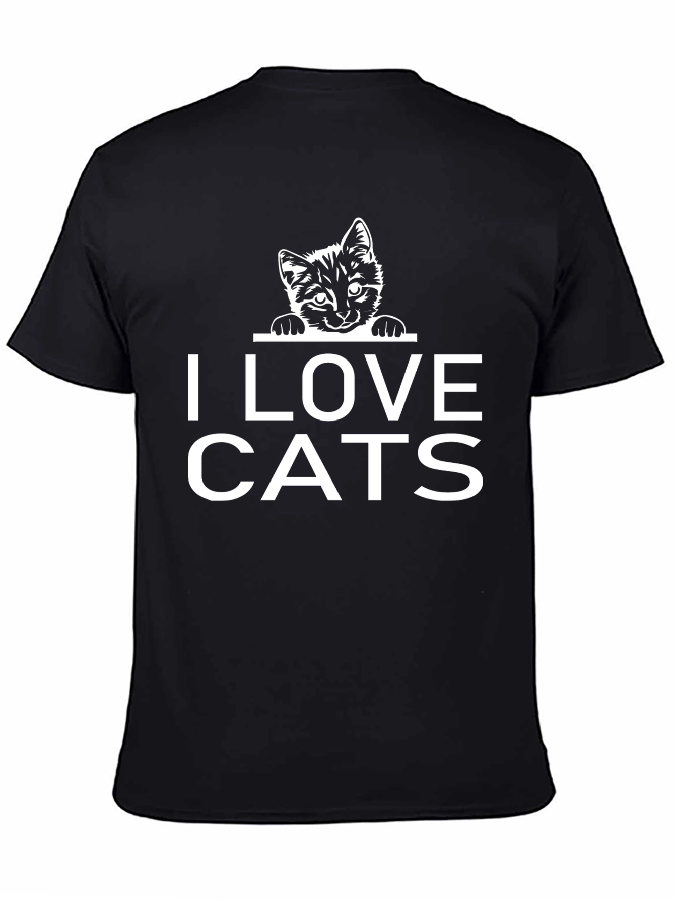 Black I Love Cats Graphic Tee - Black Cotton T-Shirt view 4