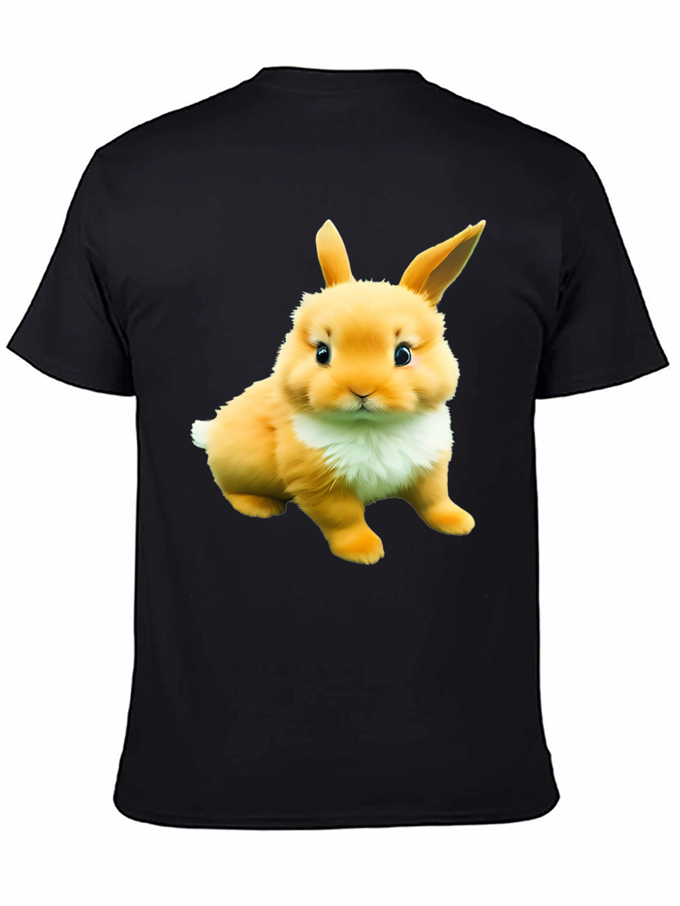 Black Cute Bunny Graphic Tee - Soft Cotton Blend Shirt view 4