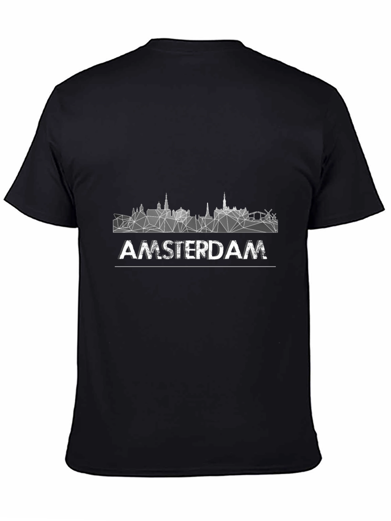 Black Amsterdam Skyline Geometric Graphic Tee view 4