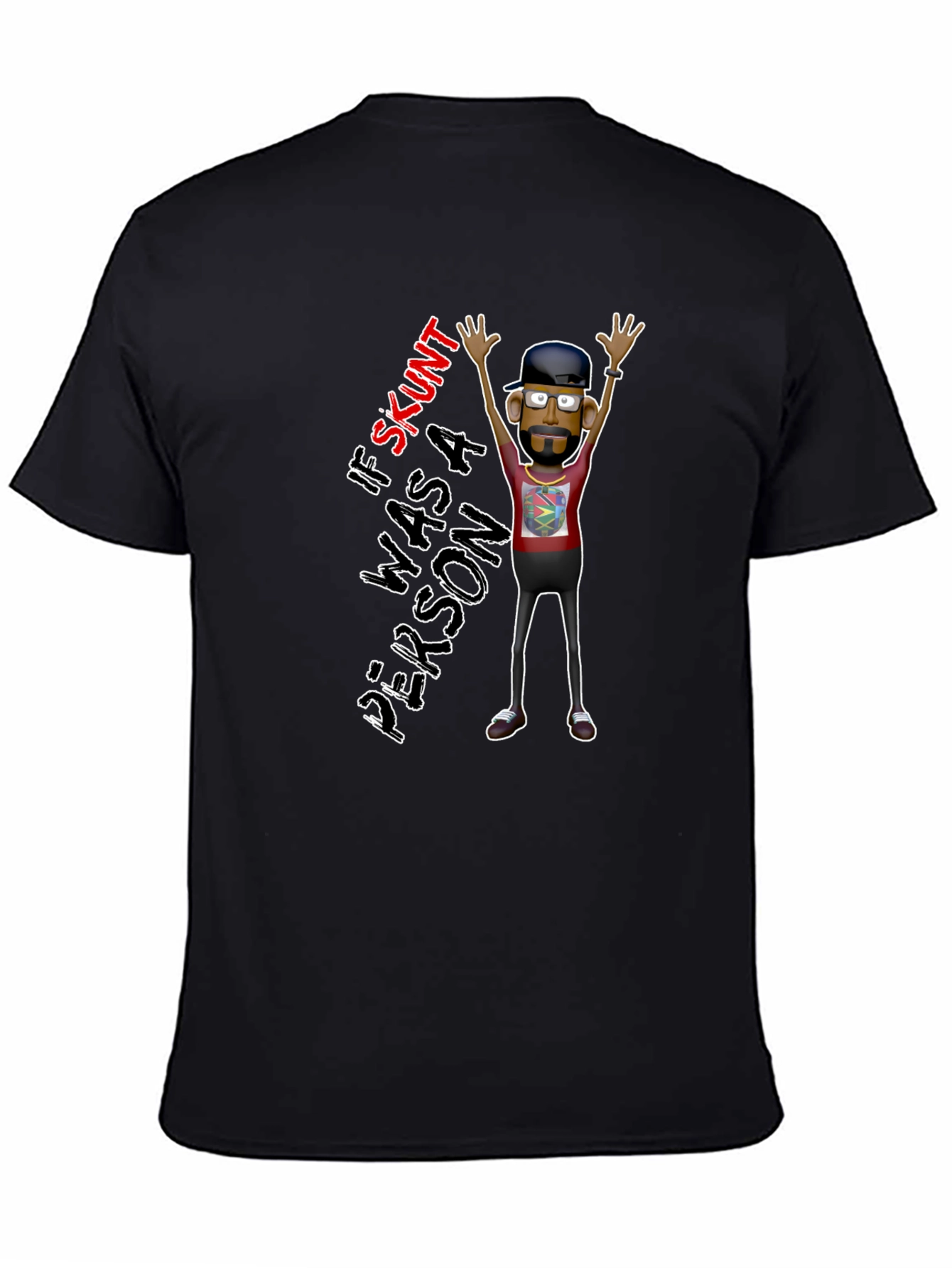Black Skunt Person Graphic Tee - Funny Novelty Shirt view 4
