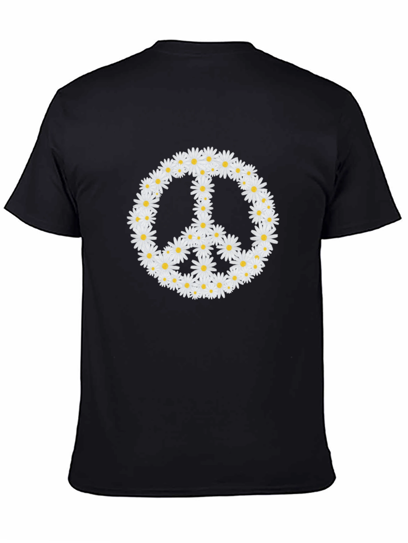Black Daisy Peace Sign Black T-Shirt view 4