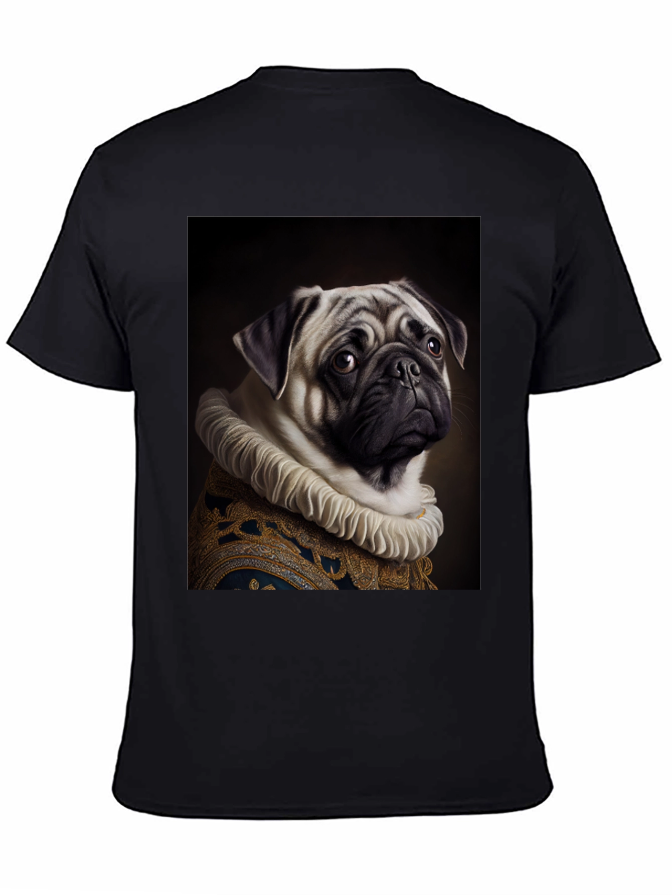 Black Regal Pug Graphic Tee - Black Cotton T-Shirt view 4
