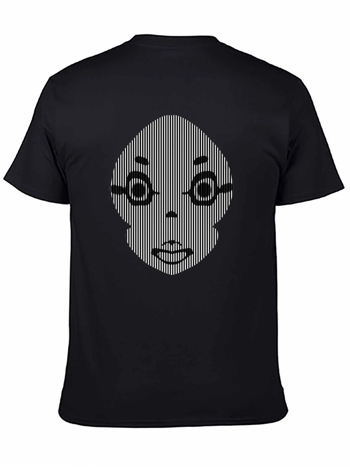 Black Optical Illusion Face Graphic Black T-Shirt view 4