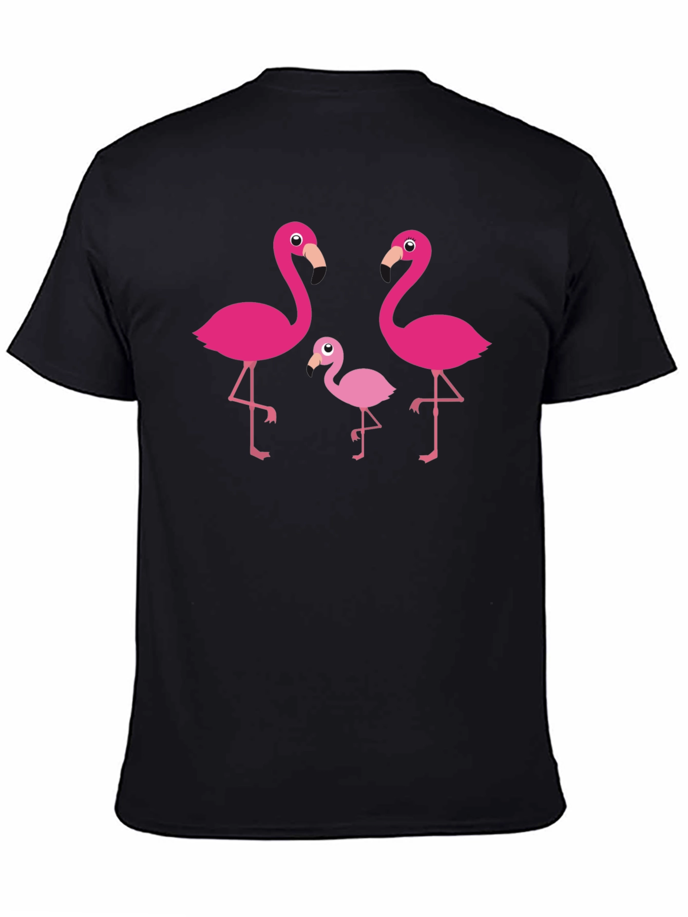 Black Flamingo Family Graphic Tee - Black Cotton T-Shirt view 4