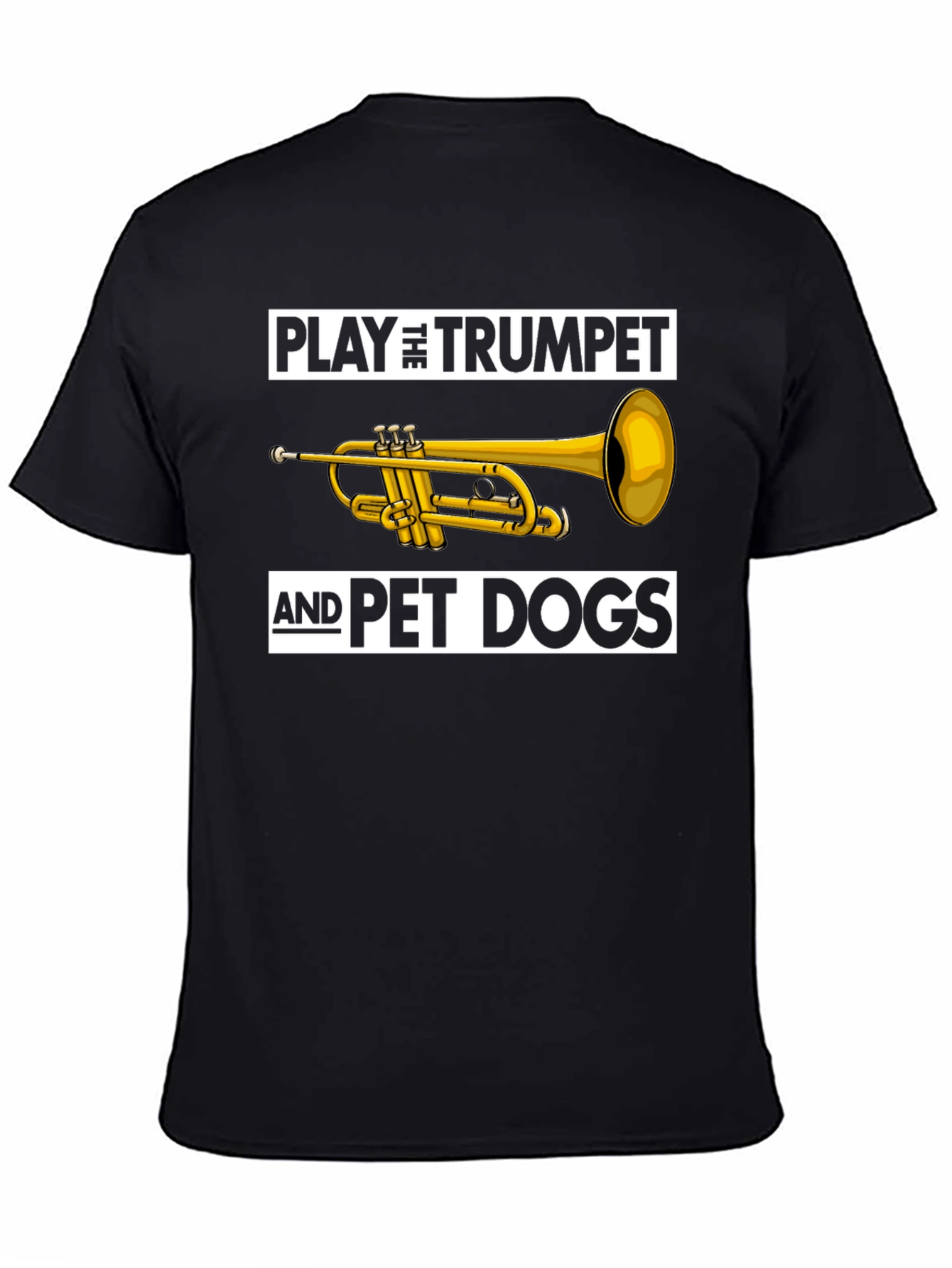 Black Play Trumpet Pet Dogs Black Graphic Tee view 4