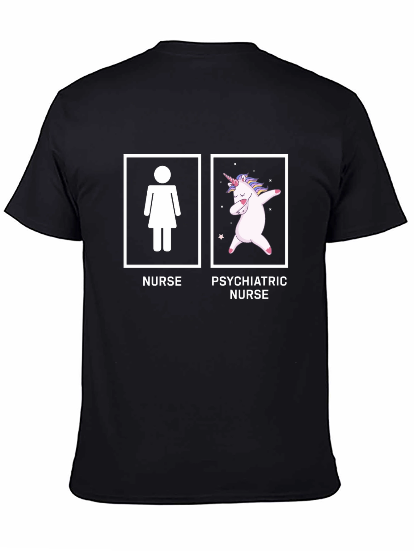 Black Funny Nurse vs Psychiatric Nurse T-Shirt view 4