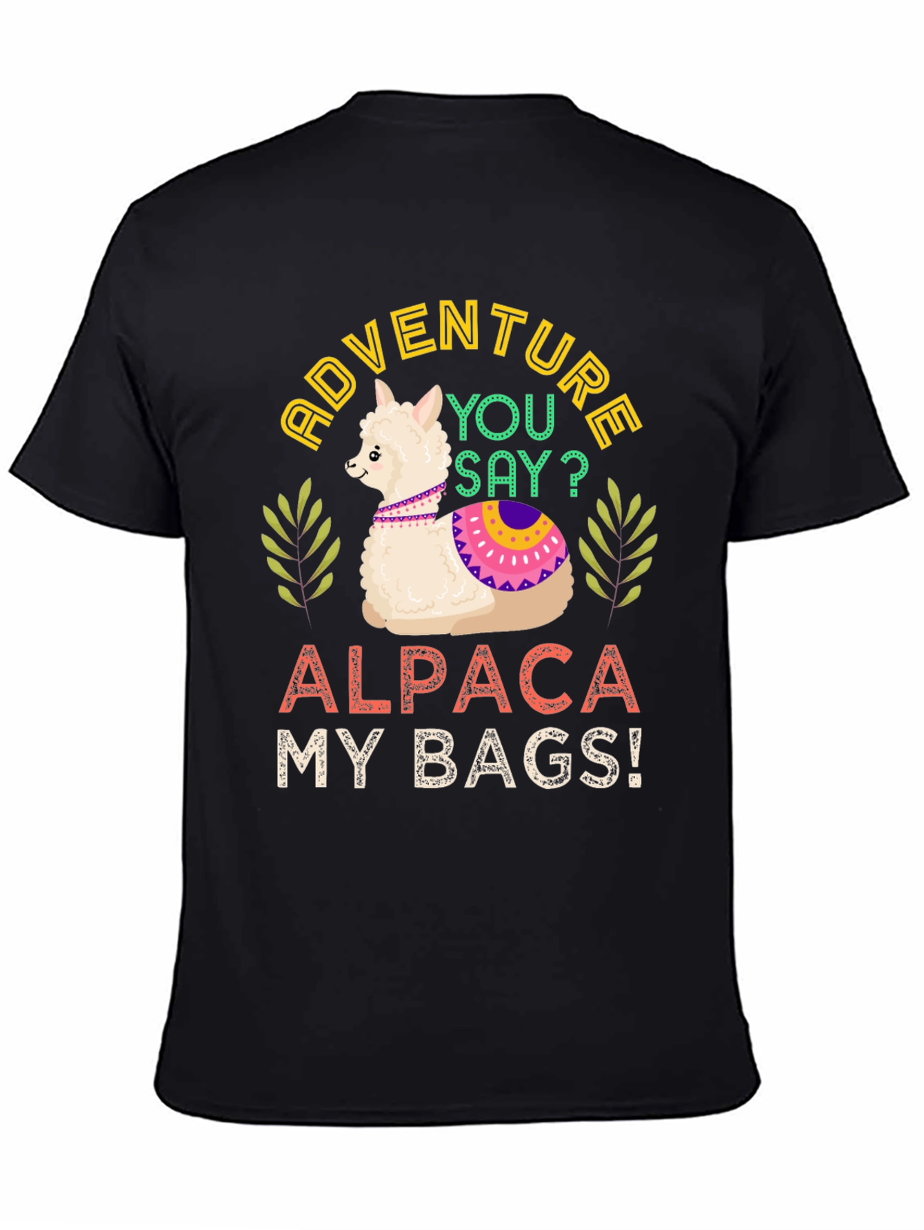 Black Adventure Alpaca My Bags! T-Shirt view 4