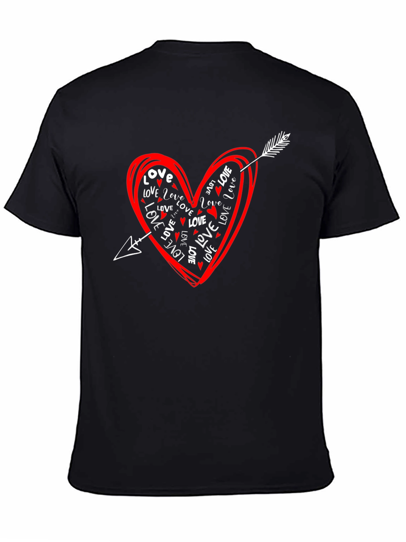 Black Love Heart Arrow Graphic Tee - Black Casual Shirt view 4