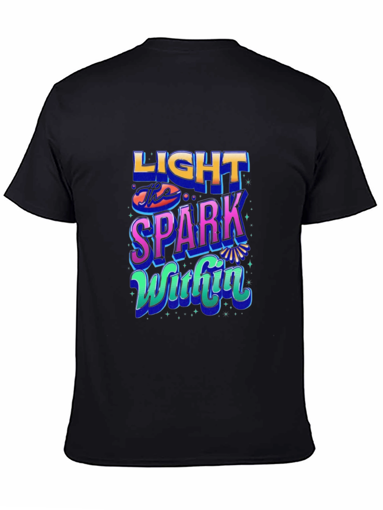 Black Light the Spark Within Graphic Tee - Black view 4