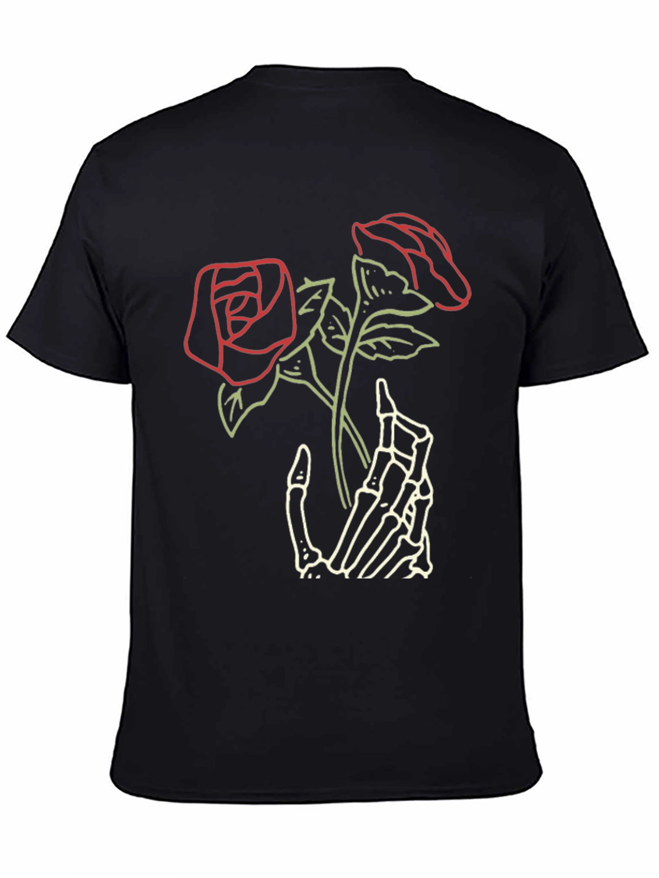 Black Skeleton Hand Roses Graphic Tee - Dark Aesthetic view 4