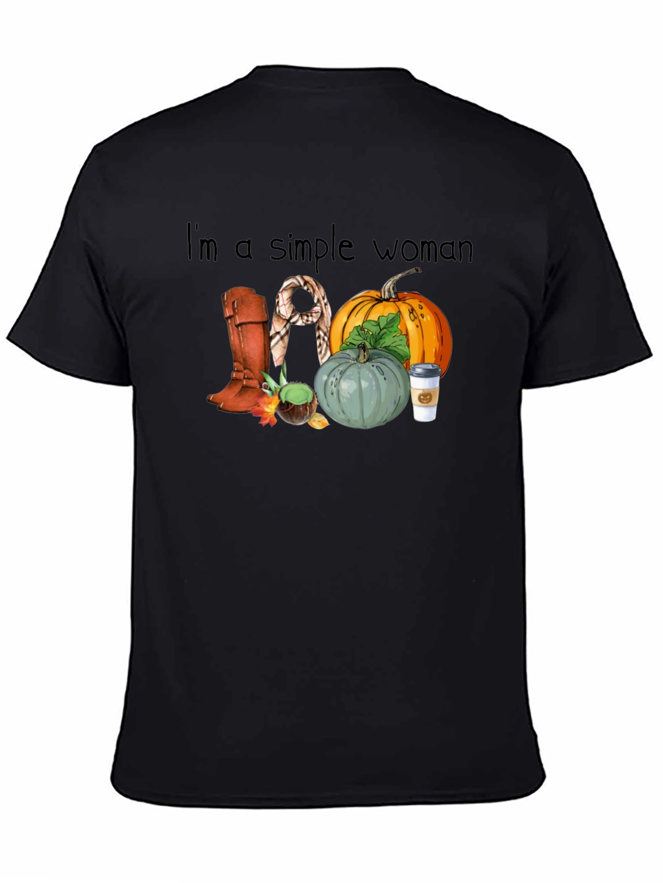 Black Simple Woman Fall T-Shirt view 4