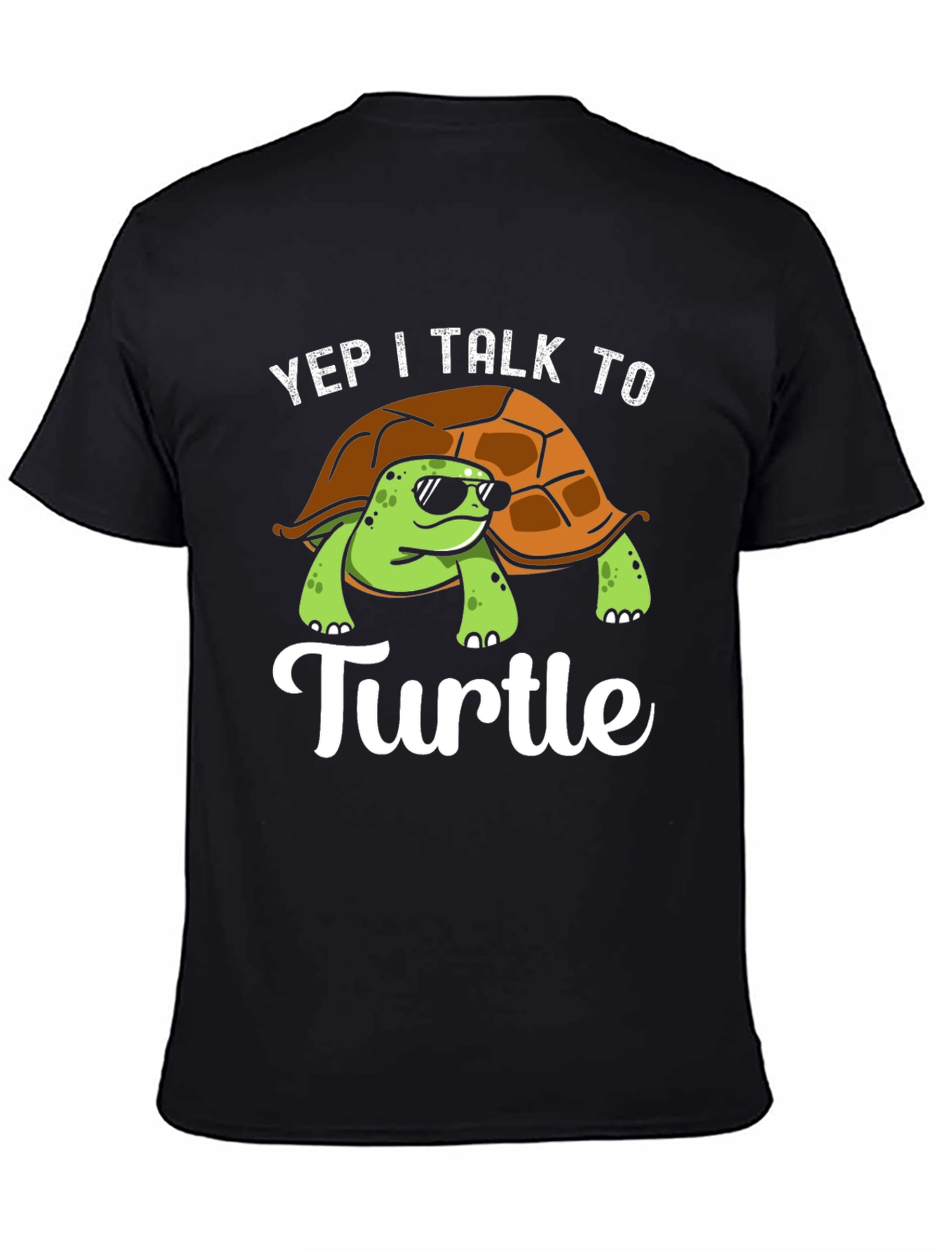 Black Yep I Talk to Turtle Graphic T-Shirt view 4