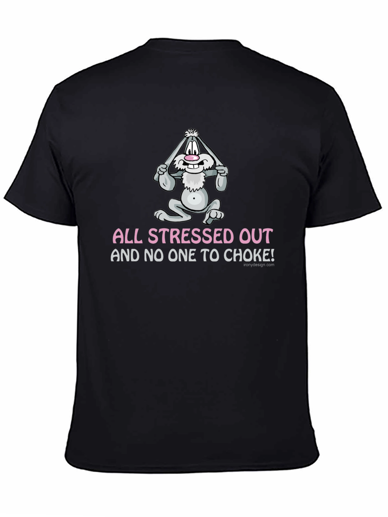 Black Stressed Out Bunny Graphic T-Shirt - Funny Novelty Tee view 4