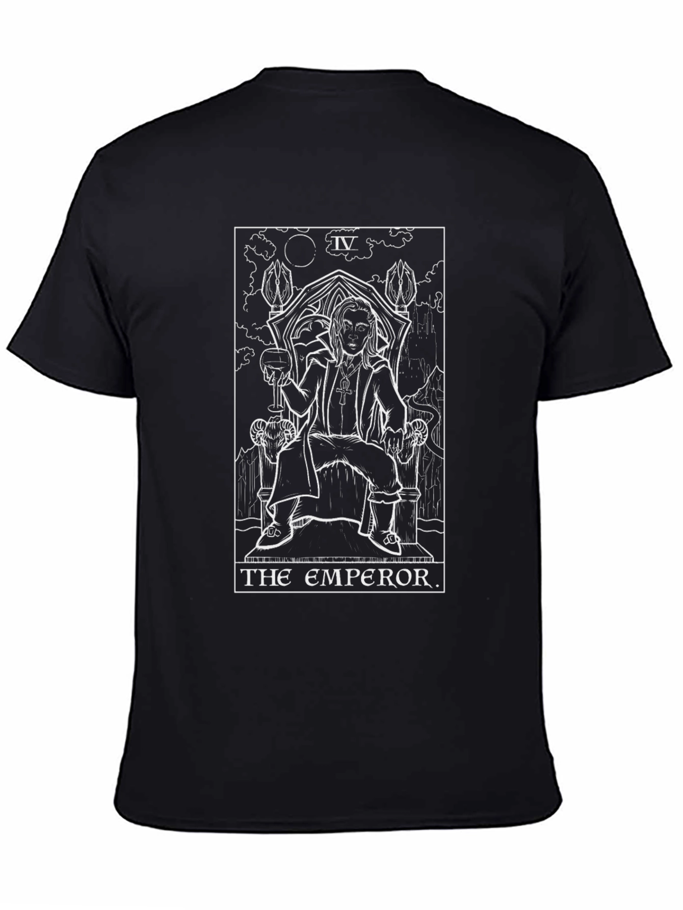 Black Emperor Tarot Card Graphic Print Black T-Shirt view 4