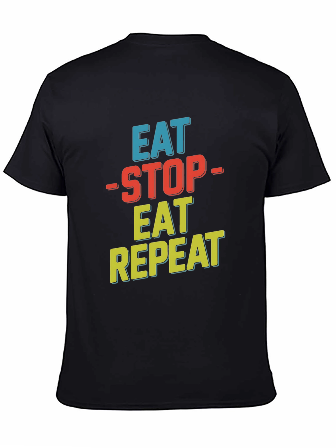 Black Eat Stop Eat Repeat Graphic Tee view 4