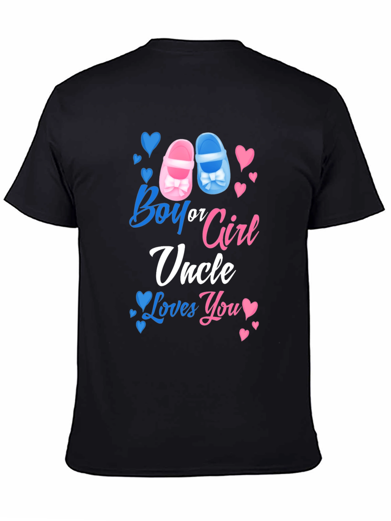 Black Boy or Girl Uncle Loves You Gender Reveal T-Shirt view 4