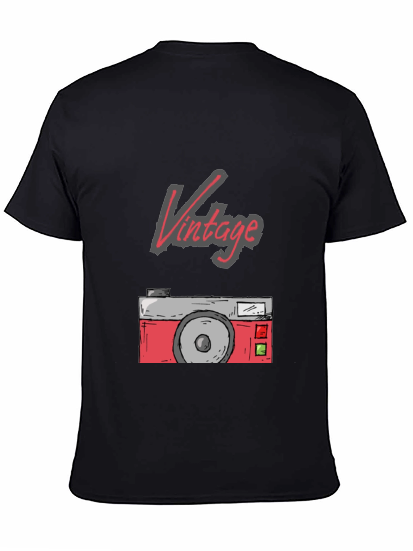 Black Vintage Camera Graphic Tee - Retro Style view 4