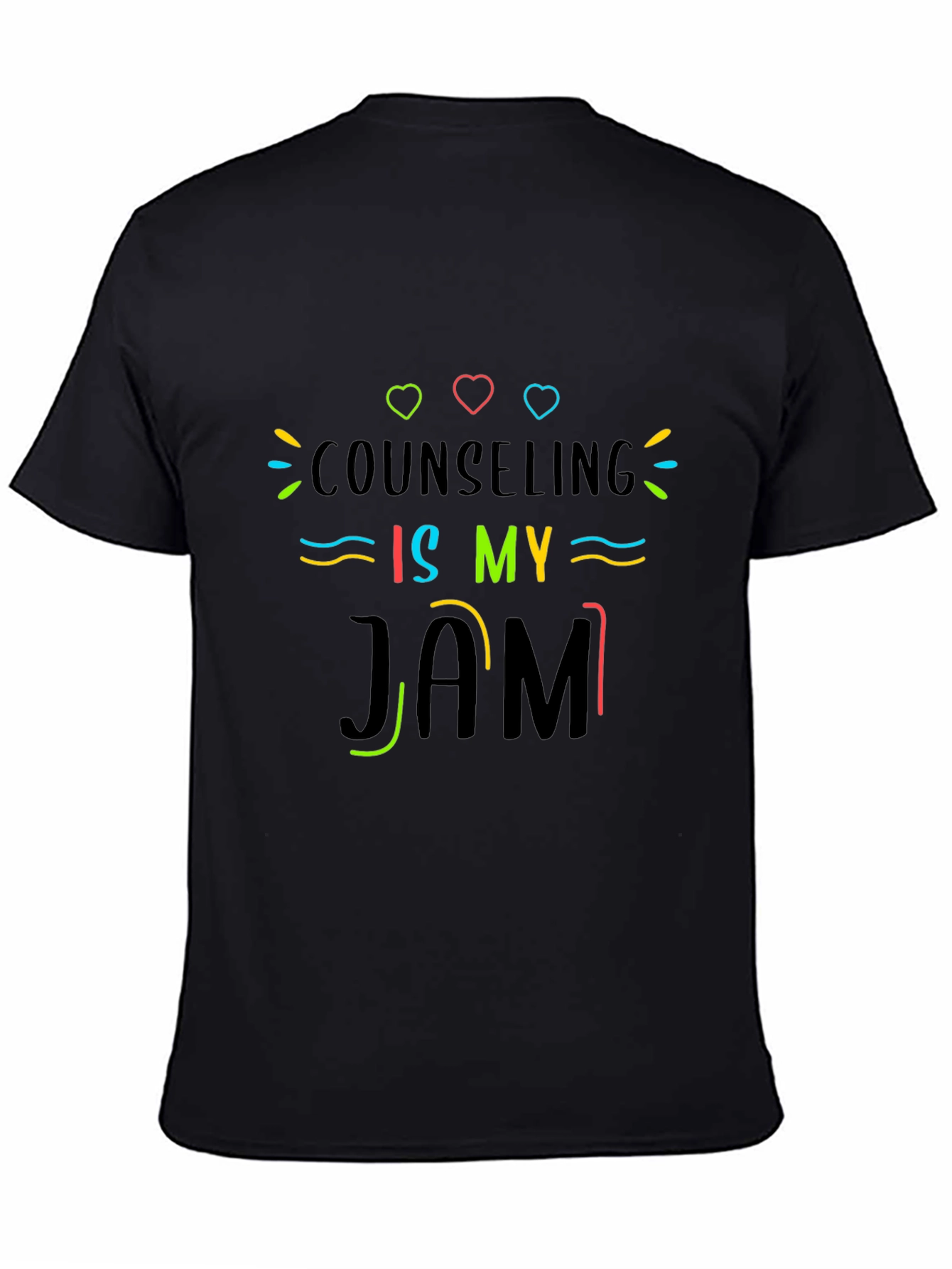 Black Counseling Is My Jam T-Shirt - Black Cotton Tee view 4