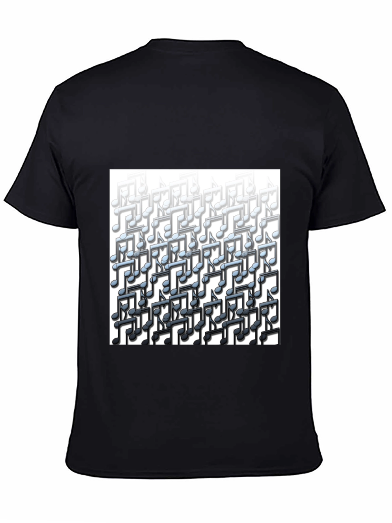 Black Musical Notes Graphic Tee - Black Cotton T-Shirt view 4