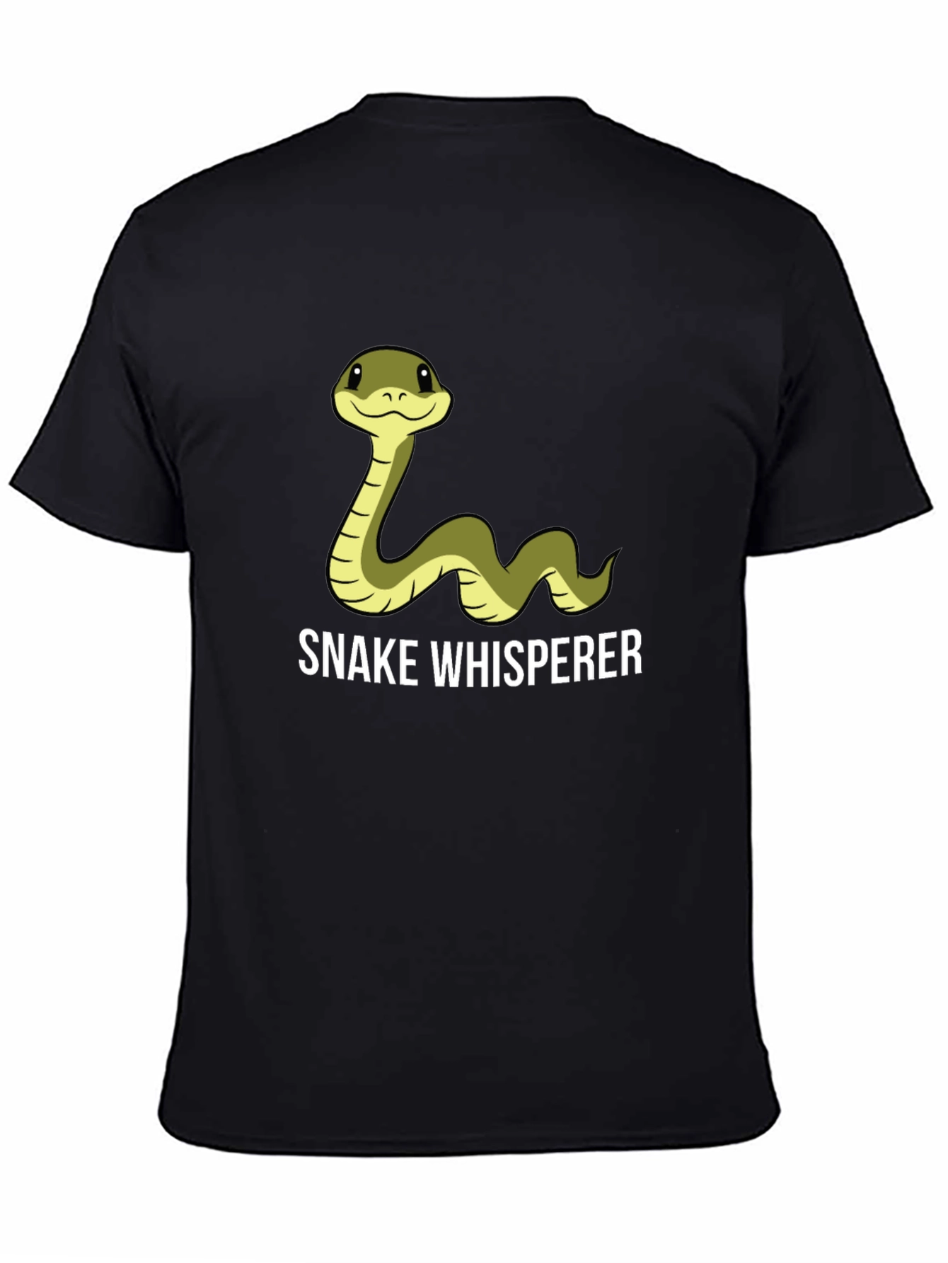 Black Snake Whisperer Tee - Cartoon Snake Black T-Shirt view 4