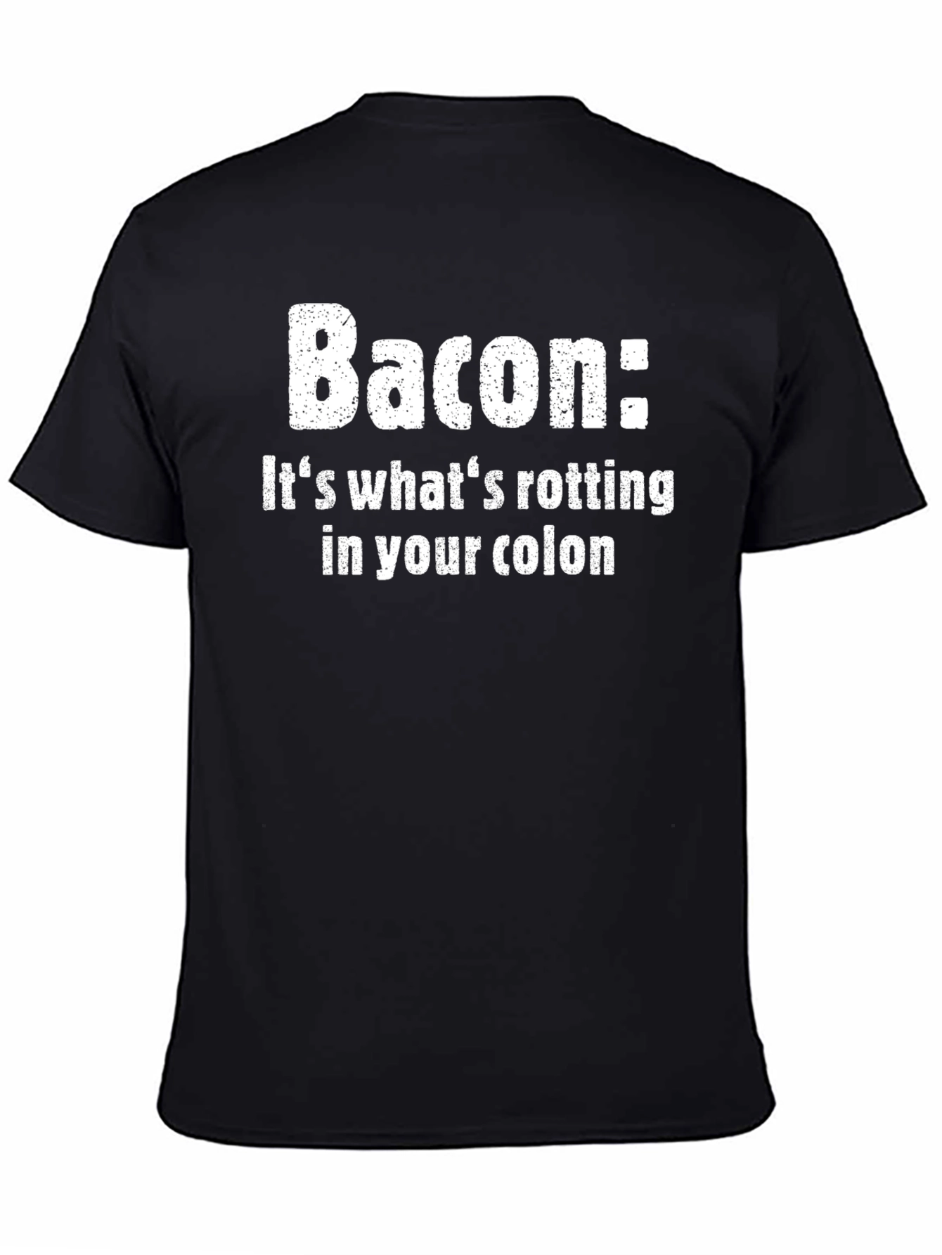 Black Funny Bacon Colon T-Shirt view 4