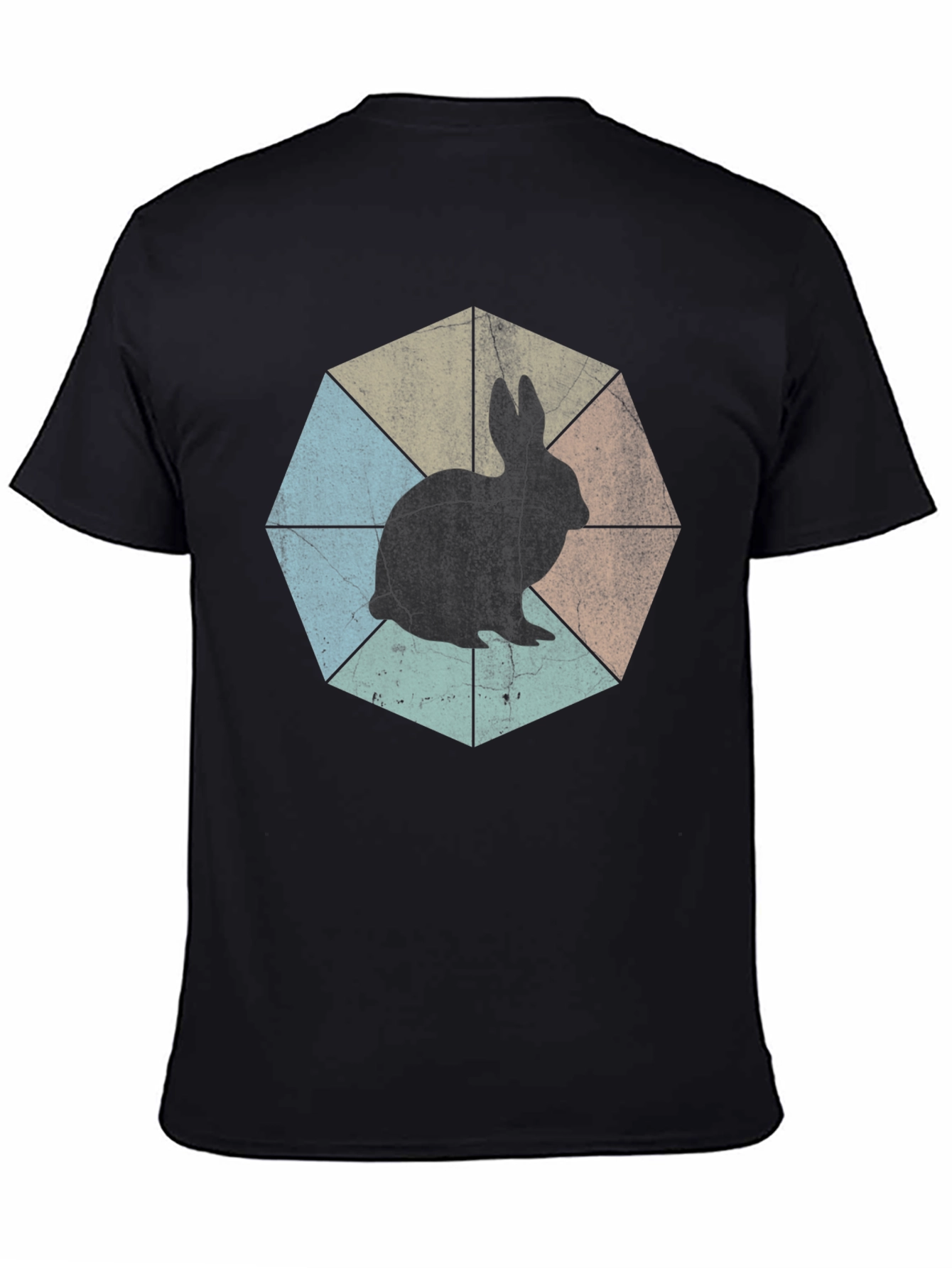 Retro Rabbit Graphic Tee - Unisex Black T-Shirt - 4