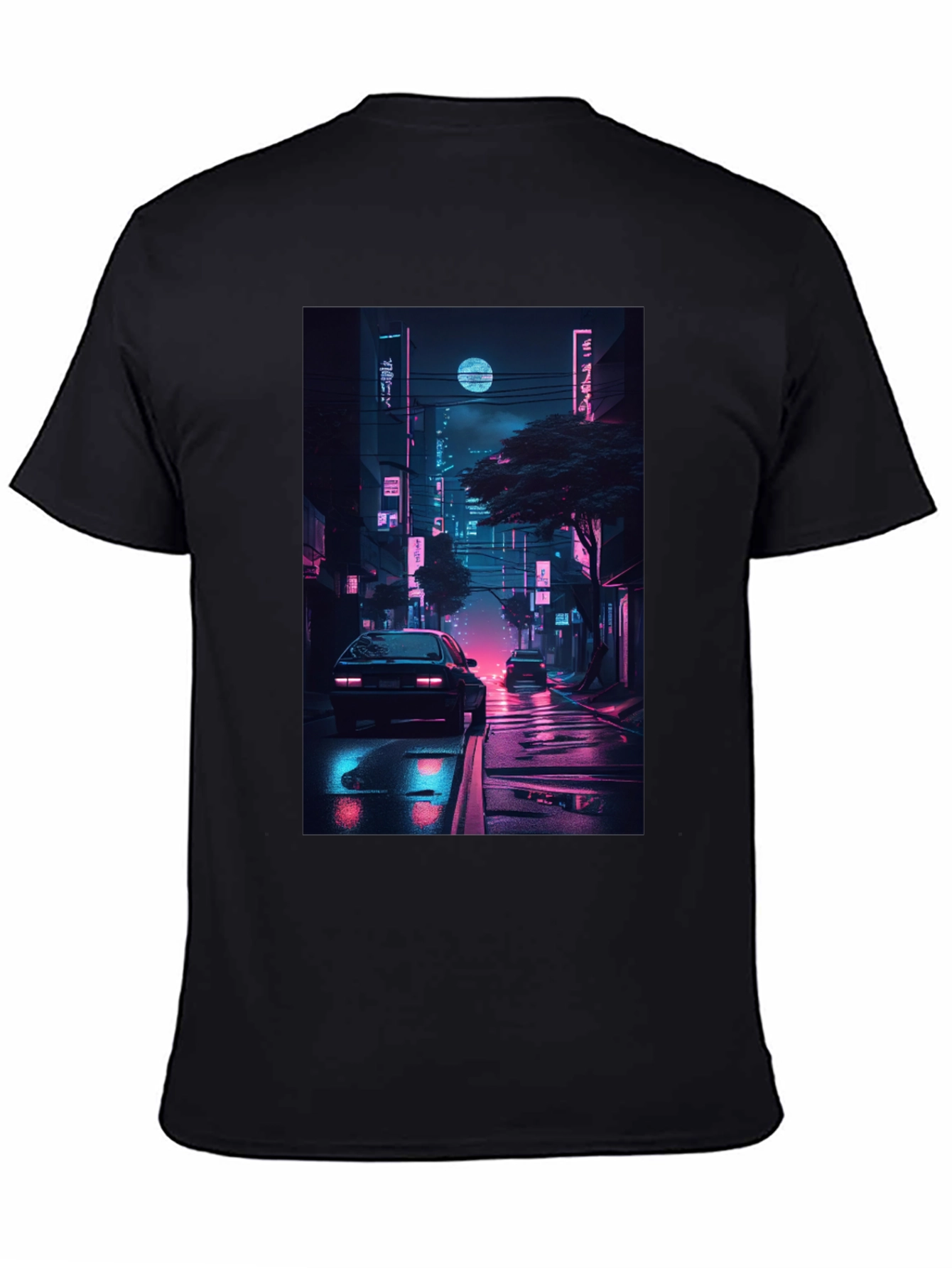 Black Neon Cityscape Graphic Tee view 4