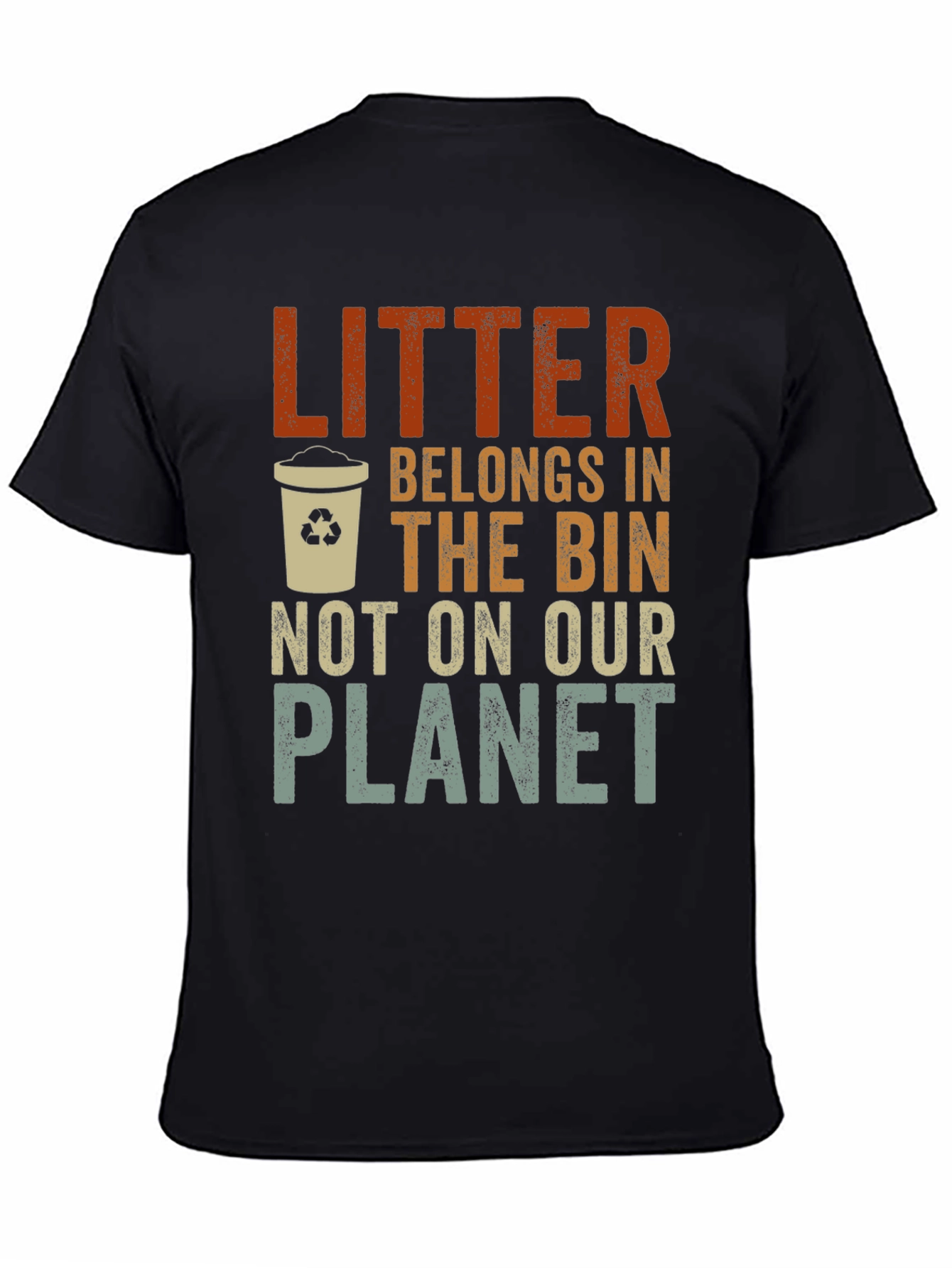 Black Litter Belongs In The Bin Graphic T-Shirt view 4