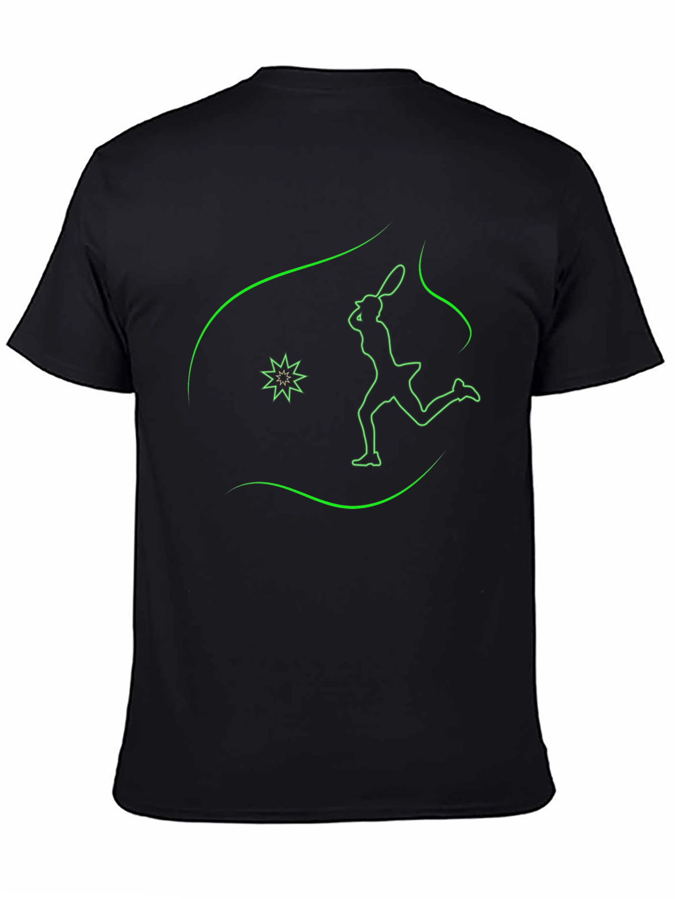 Black Neon Tennis Player Graphic Tee - Black view 4