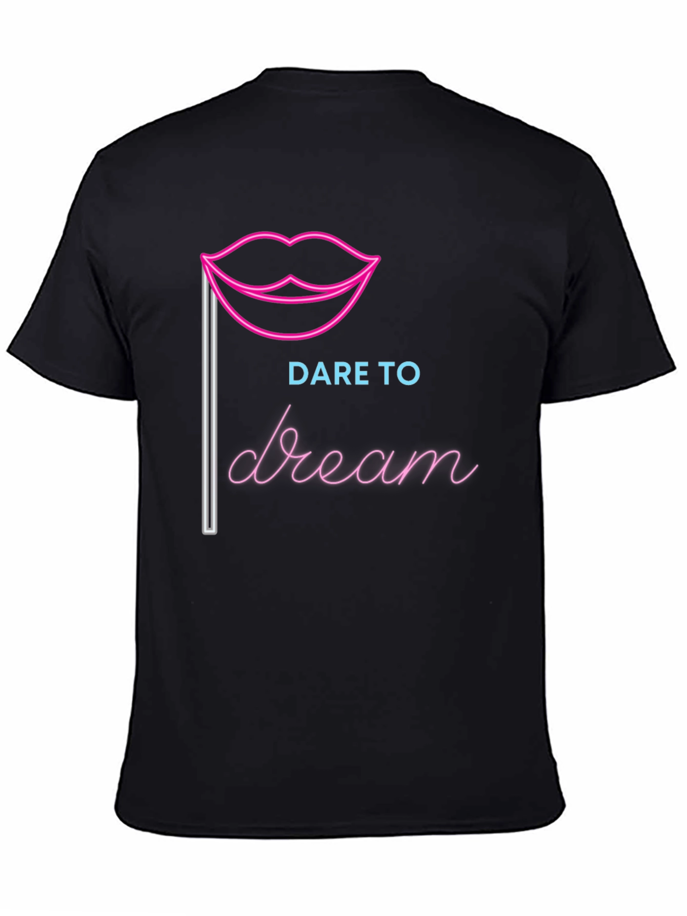 Black Dare to Dream Graphic Tee - Neon Lips Design view 4