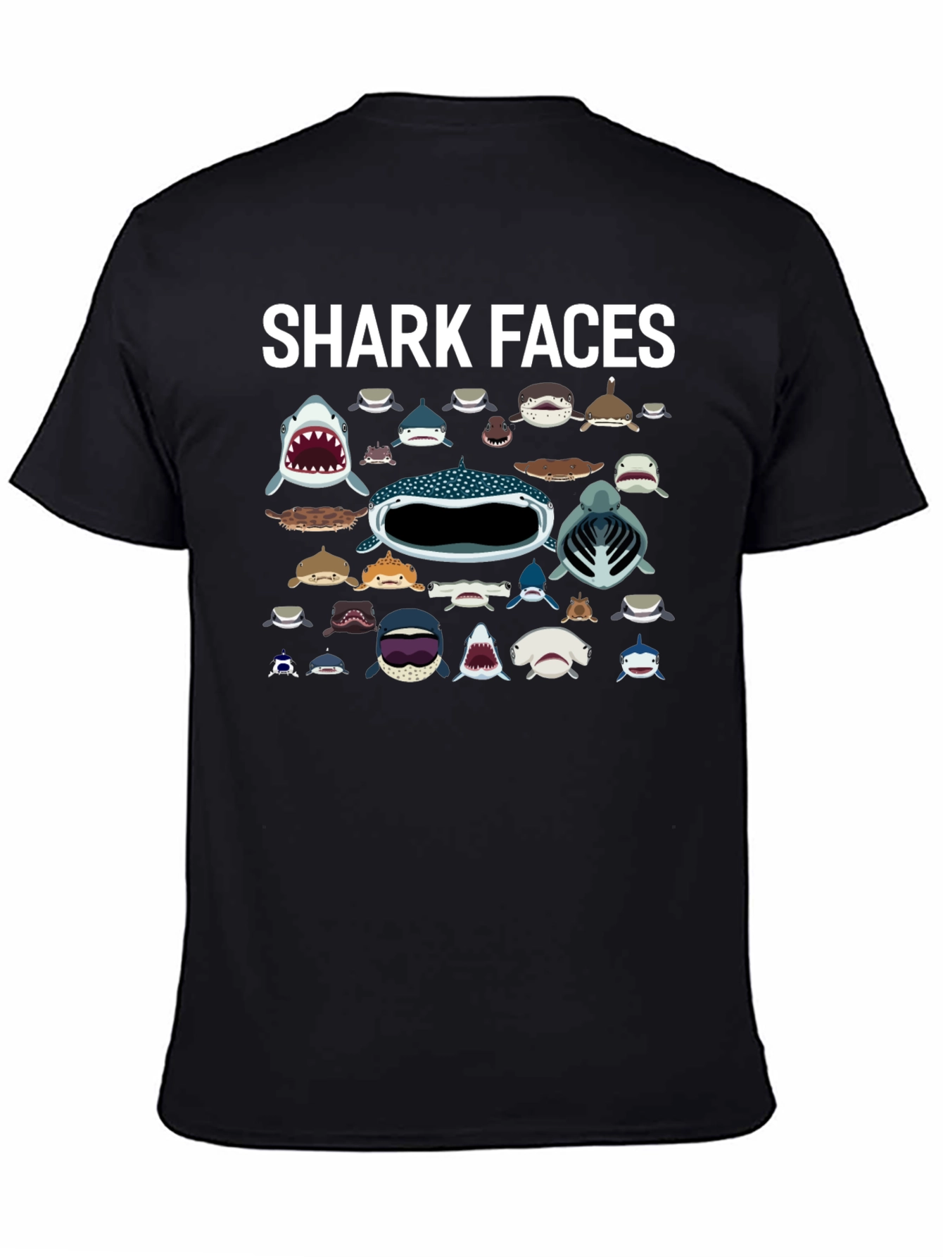 Black Shark Faces Graphic Tee - Black view 4
