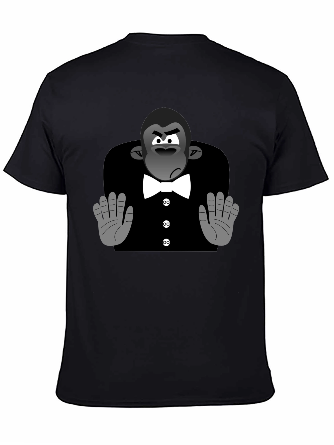 Black Cartoon Gorilla Tuxedo T-Shirt view 4