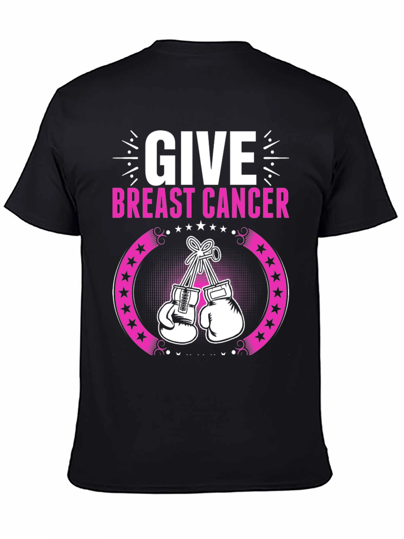 Black Breast Cancer Awareness Boxing Gloves T-Shirt view 4