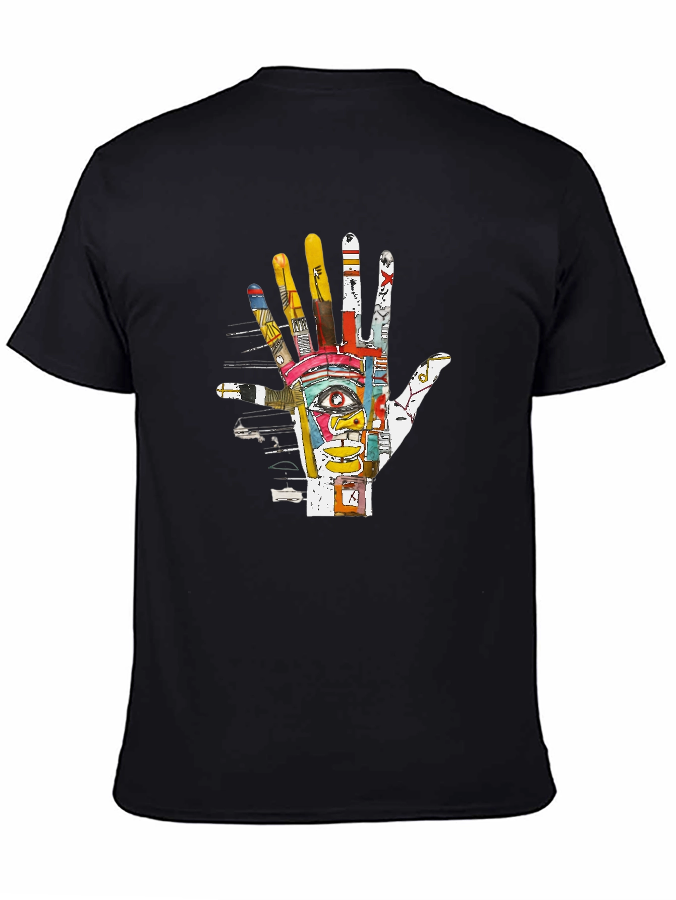 Black Abstract Hand Graphic T-Shirt - Unique Artistic Design view 4