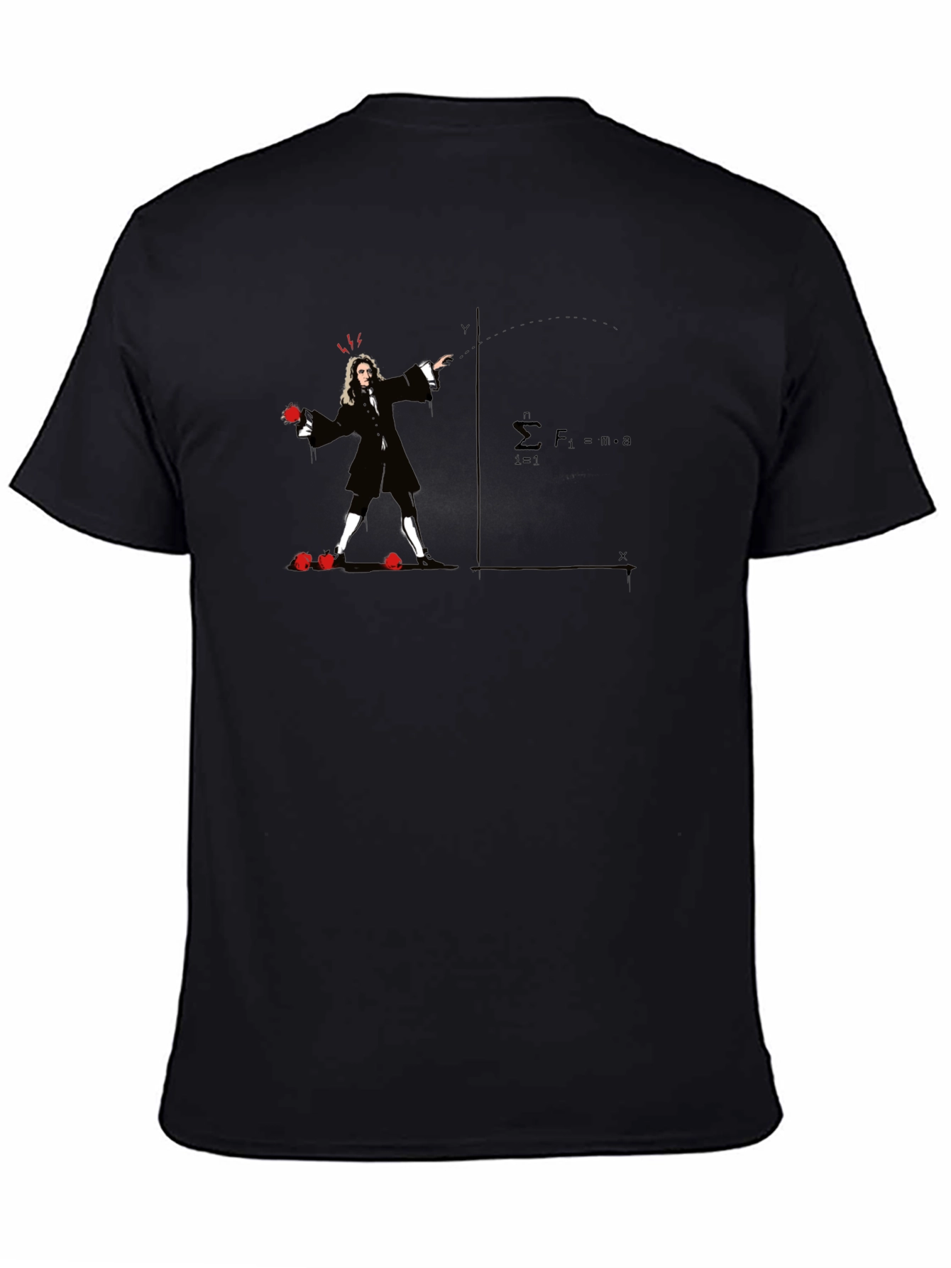 Black Newton's Apple T-Shirt - Physics Humor view 4