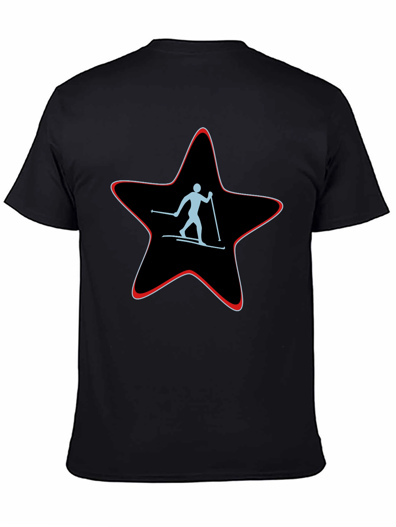 Black Skiing Star Graphic Tee - Black Cotton T-Shirt view 4
