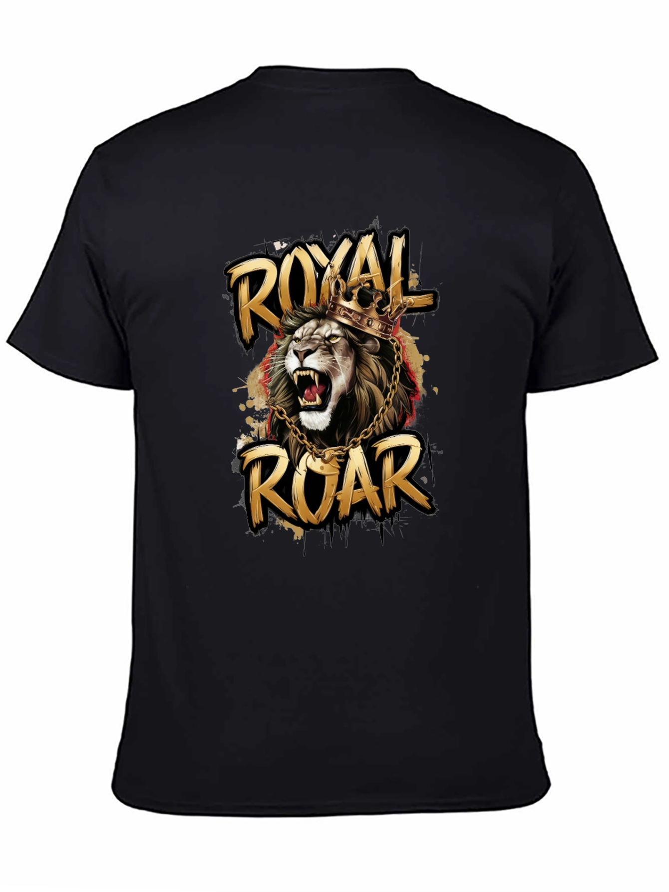 Black Royal Roar Lion Graphic T-Shirt - Stylish Black Tee view 4