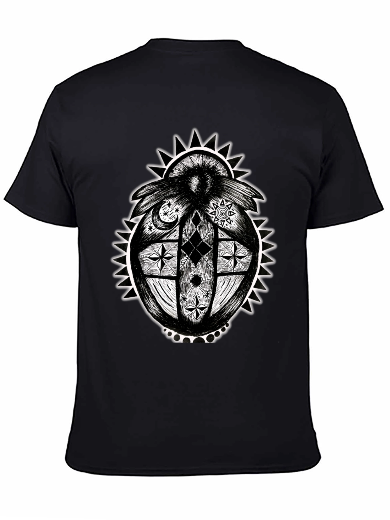 Black Unique Graphic Print Black T-Shirt view 4