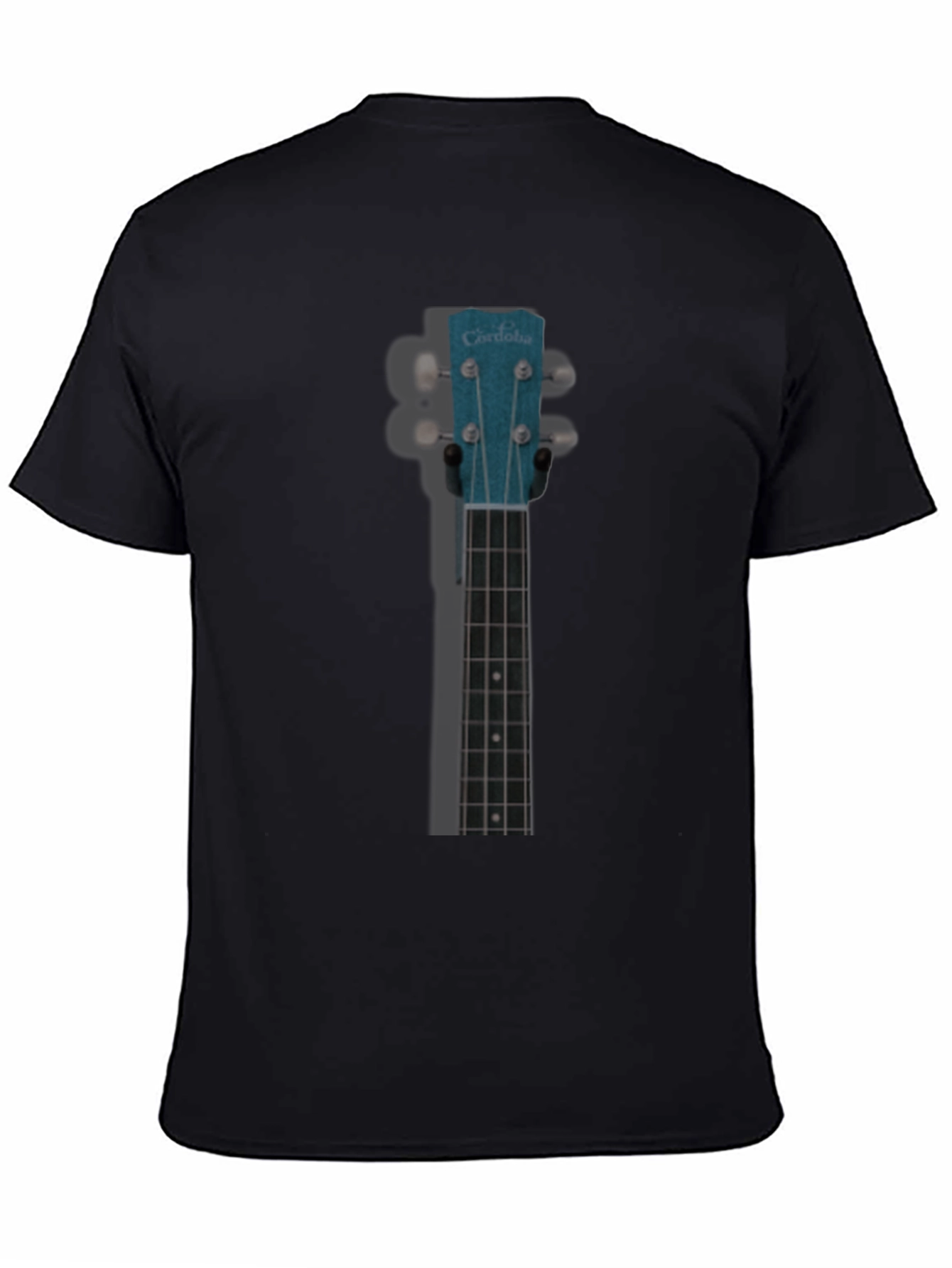 Black Ukulele Headstock Graphic T-Shirt view 4
