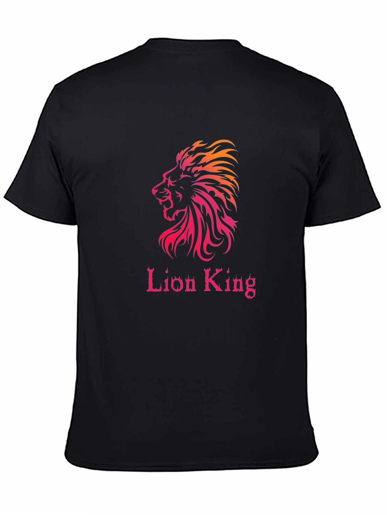 Black Lion King Graphic Print Black T-Shirt view 4
