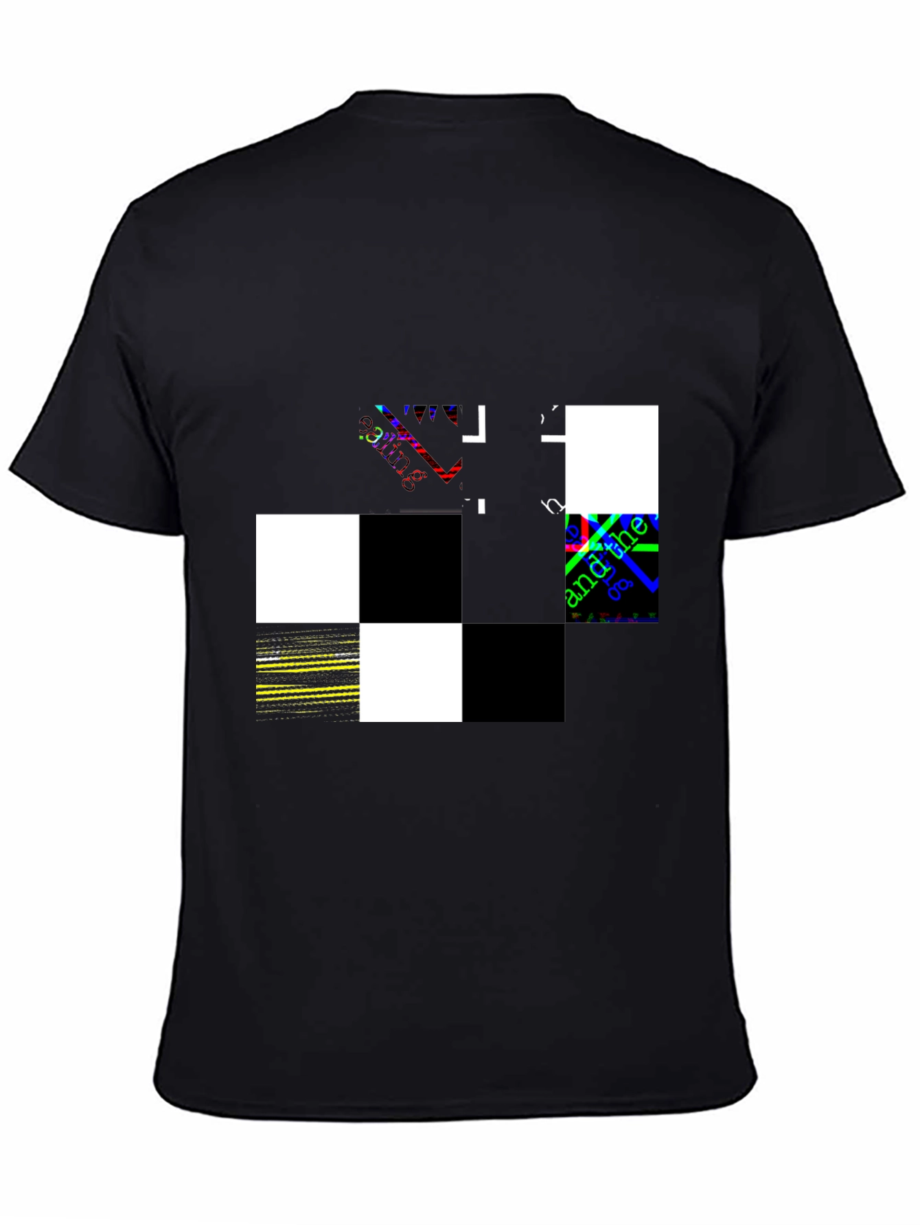 Black Abstract Checkerboard Graphic Black T-Shirt view 4